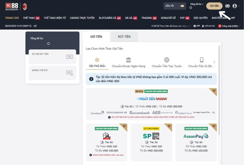 hướng dẫn cách cá cược liên minh huyền thoại m88 đầy đủ nhất 4 thực hiện gửi tiền m88