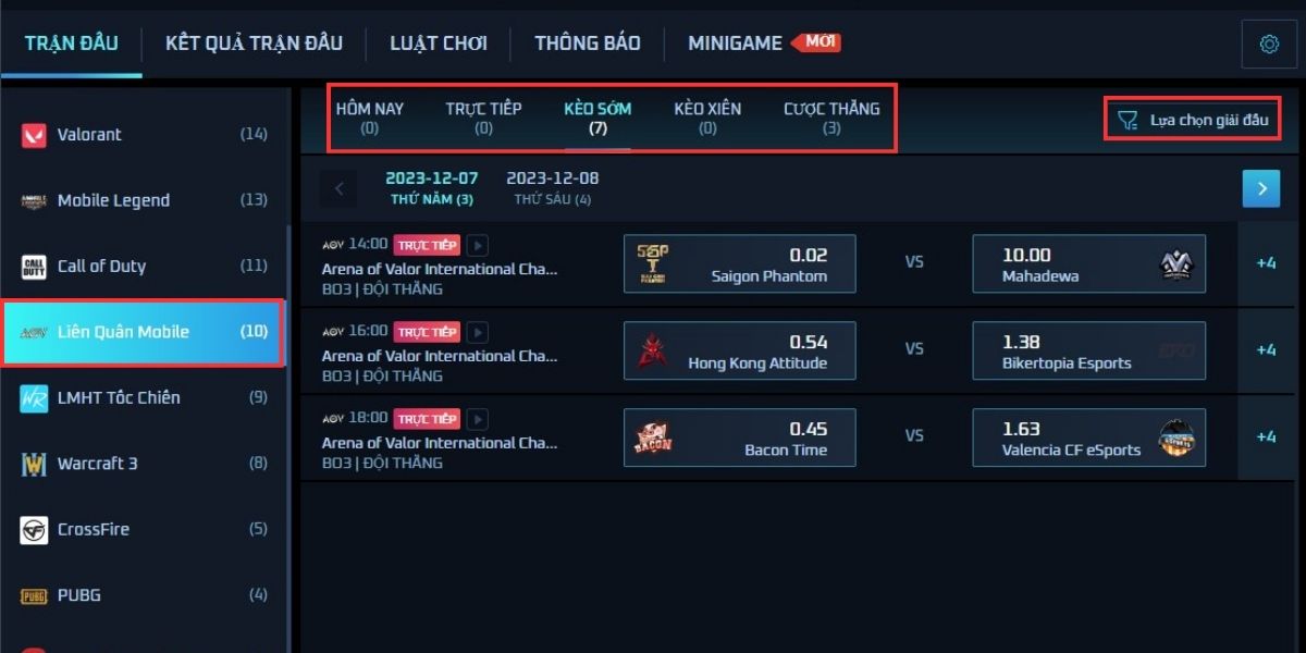 cách cá cược liên quân mobile m88 chuẩn xác 3 chọn tựa game liên quân mobile và tham khảo trận đấu