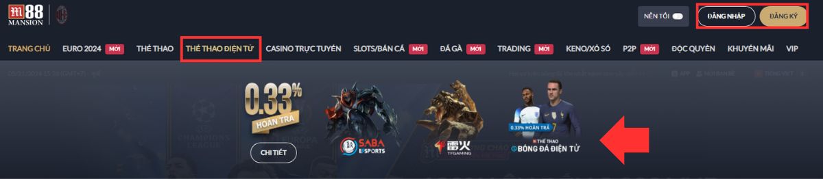 hướng dẫn cách chơi cá cược overwatch m88 cho người mới bắt đầu 1 đăng nhập/đăng ký tài khoản và truy cập trang esports m88